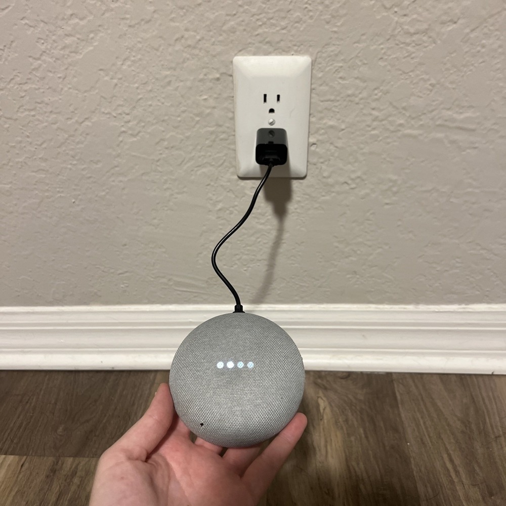 Google Home Mini Smart Speaker Model H0A 1st Gen w/ Short Power Adapter - Gray